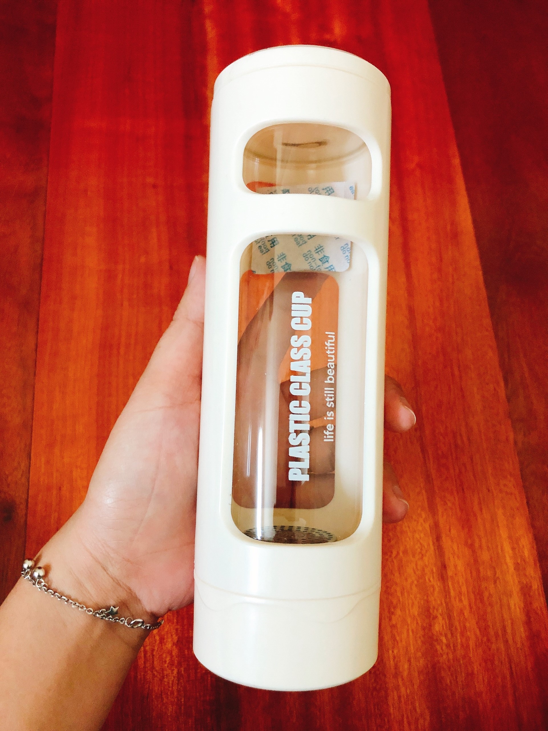 Bình đựng nước 2 lớp chống rơi vỡ, có ngăn lọc trà inox, dung tích 400ml - màu giao ngẫu nhiên