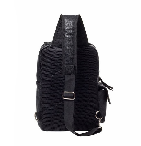 Men'S Vintage Men'S Chest Bag Textured Soft Leather Multi-Function Crossbody Shoulder Messenger Bag