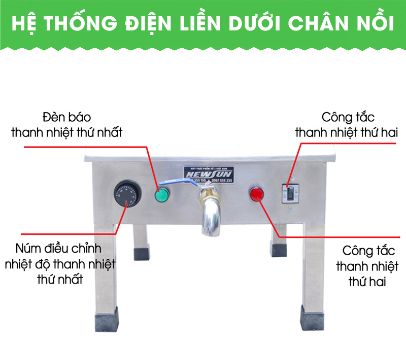 Nồi Nấu Phở Điện Liền Nồi NEWSUN 150L - Hàng chính hãng