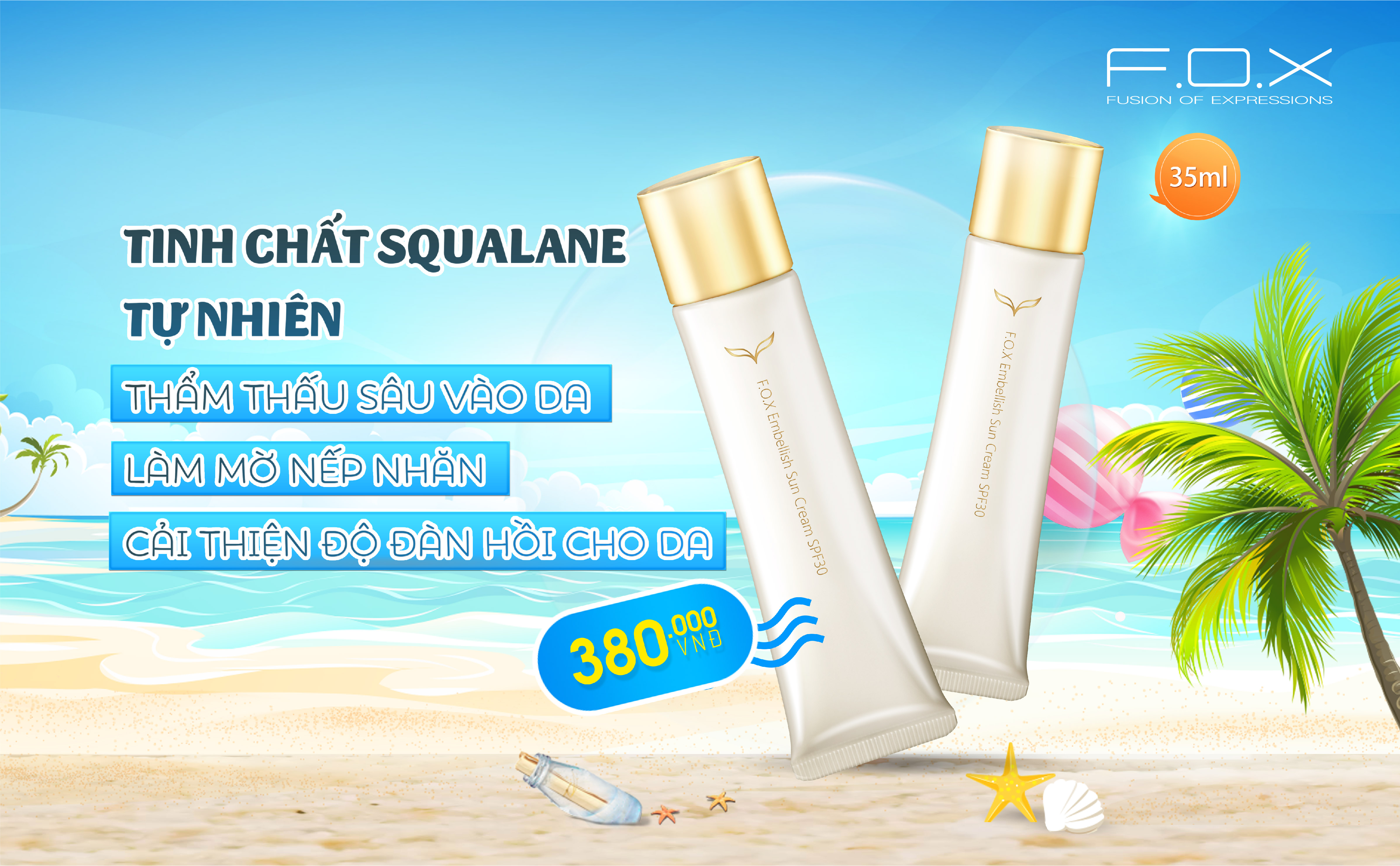 Sữa Chống Nắng FOX Bảo Vệ Da Hoàn Hảo - SPF30 Embellish Sun Cream SPF30 35ml