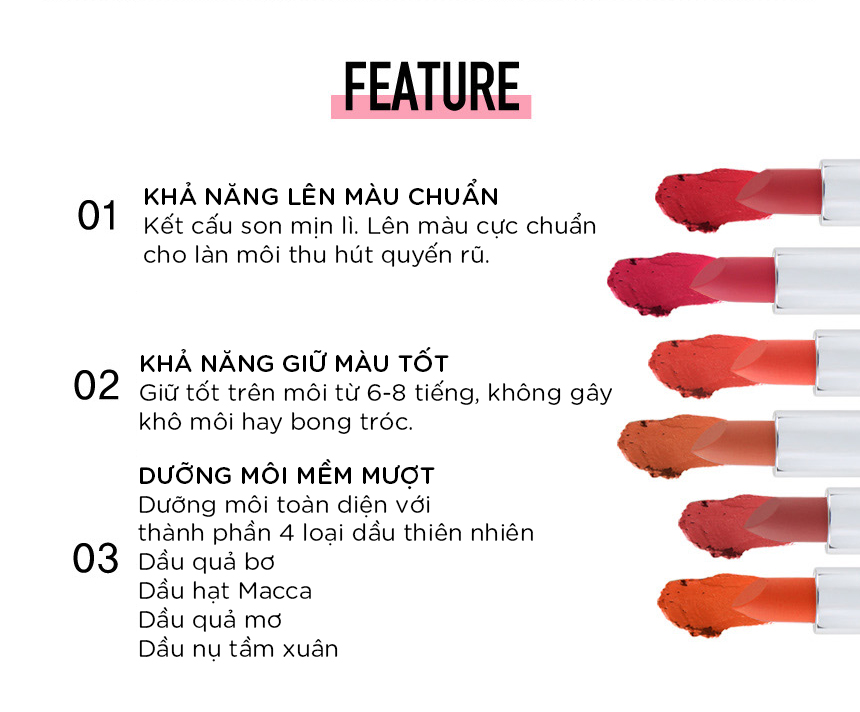 SON LÌ CAO CẤP THẾ HỆ MỚI LÂU PHAI VACCI - VACCI MUGWANG MATTE LIPSTICK