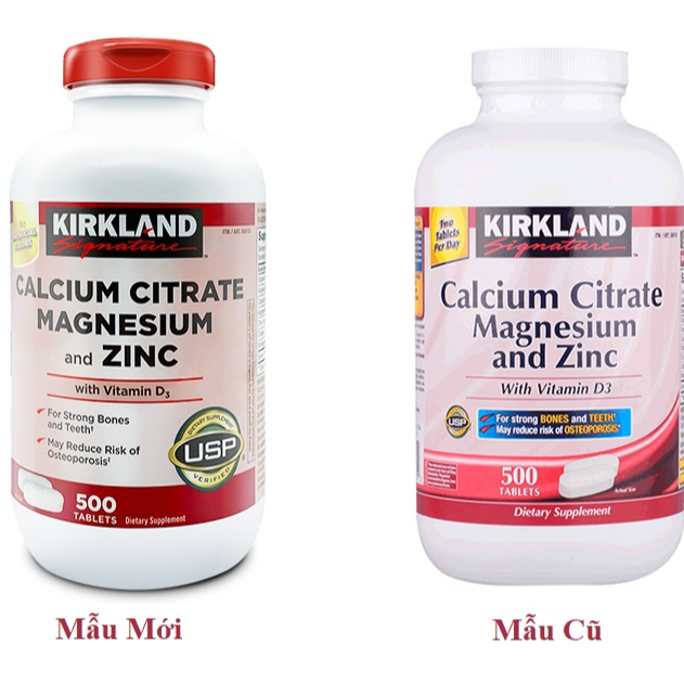 Thực Phẩm Chức Năng Hỗ Trợ Xương Khớp Kirkland Calcium Citrate Magnesium and Zinc With Vitamin D3 Hộp 500 viên - Kirkland Nhập Mỹ