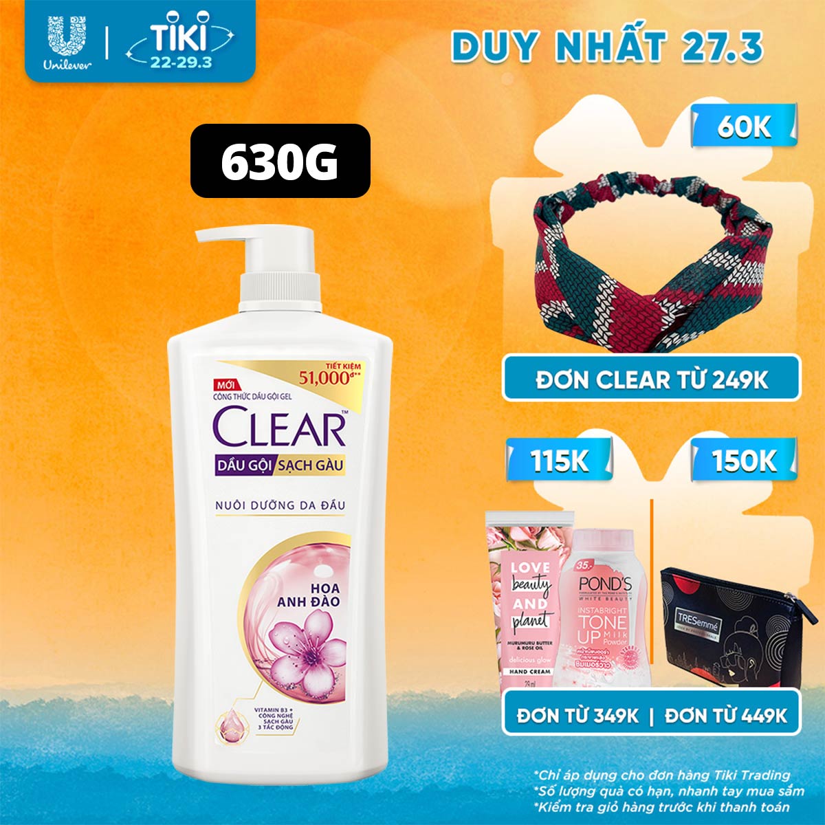 Dầu Gội Clear Sạch Gàu Dầu Gội Sạch Gàu Mát Lạnh Hoa Anh Đào Thơm Mát Suốt 24 Giờ 630G