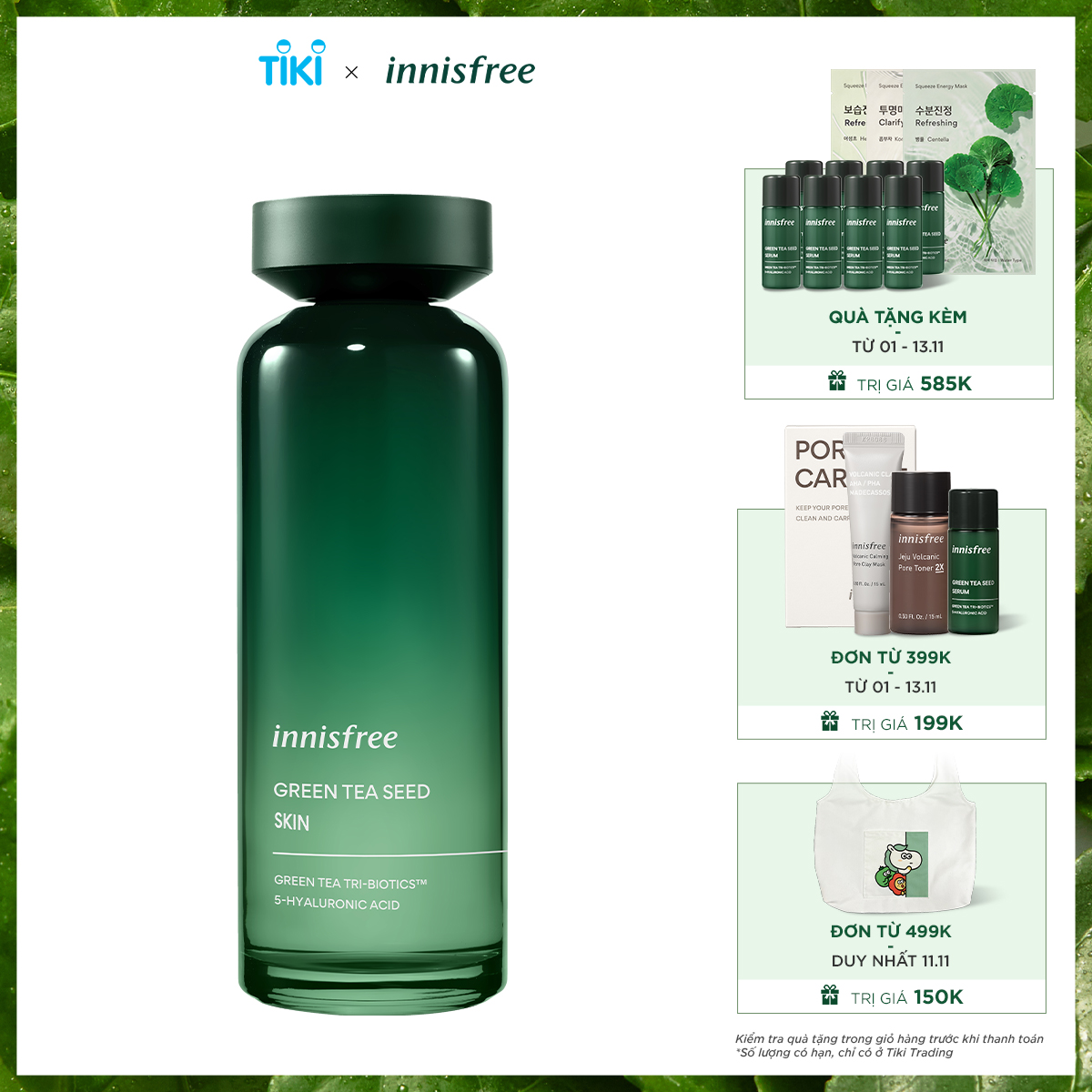 Nước cân bằng dưỡng ẩm trà xanh innisfree Green Tea Seed Skin 160ml