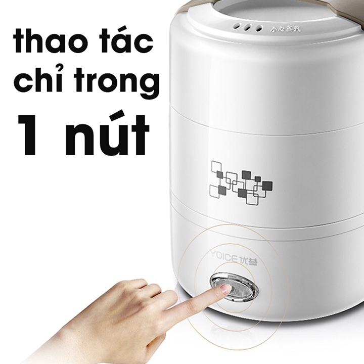 Hộp cơm hâm nóng, nấu chín cơm thức ăn 3n2L-DHF16 (tặng kèm 1 túi đựng ngoài và 1 miếng cọ rửa)