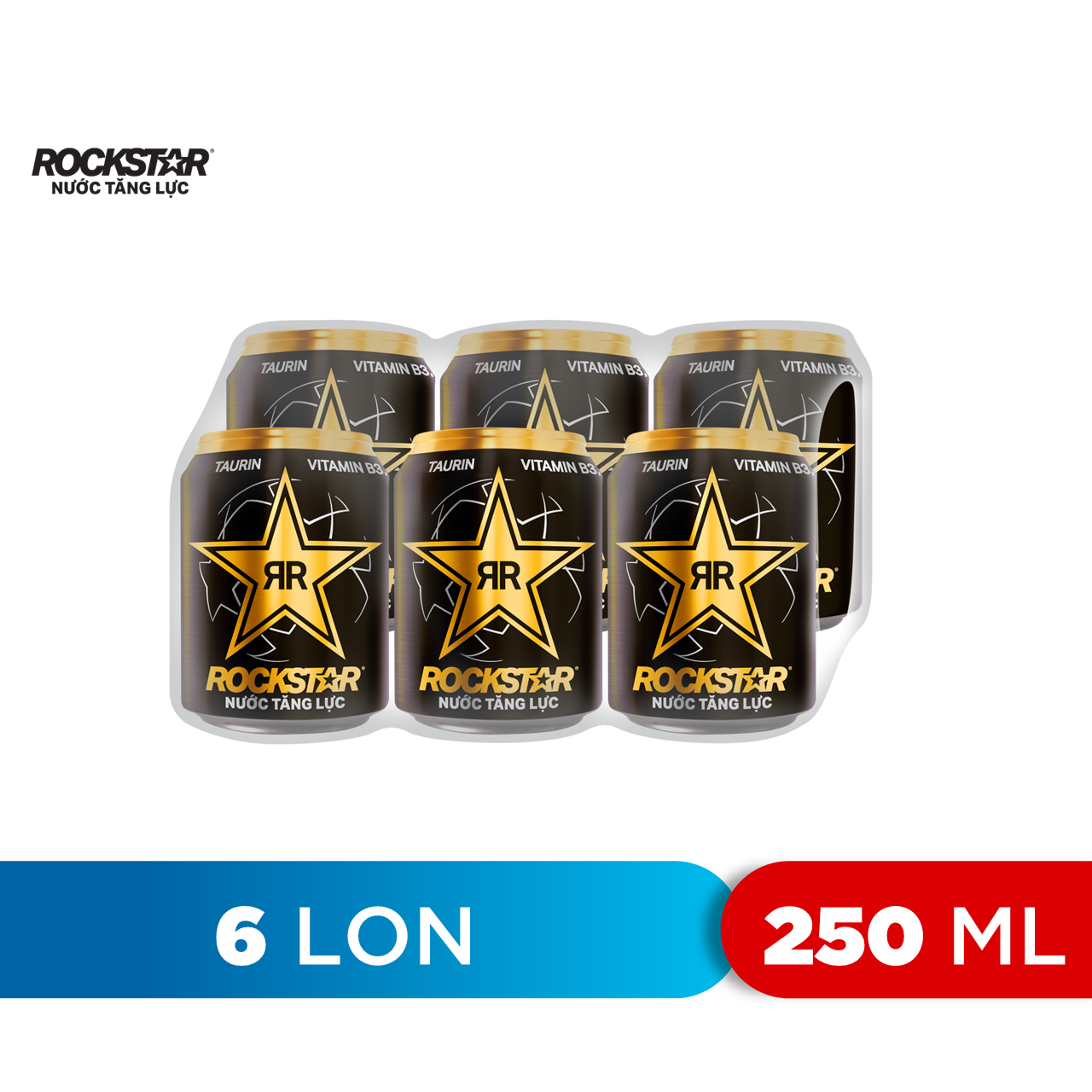 Lốc 6 Lon Nước Tăng Lực Rockstar (250ml/ lon)