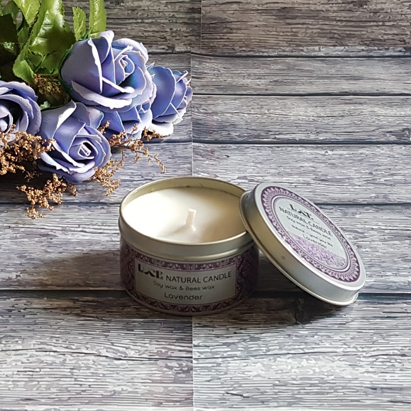 Nến thơm sáp ong hộp thiếc oải hương Ecolife - Aroma Candles Bees Wax Lavender