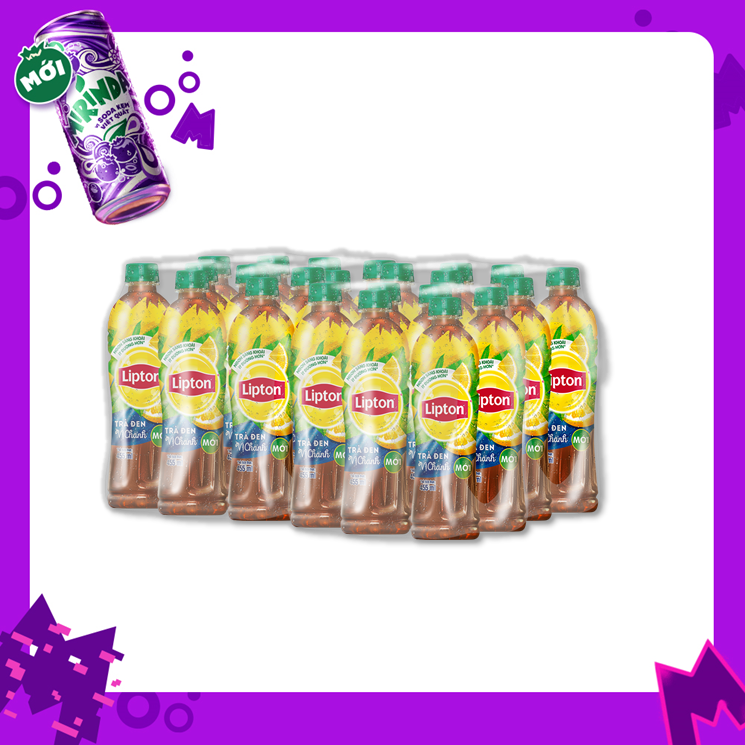 Thùng 24 Chai Nước Giải Khát Lipton Trà Đen Vị Chanh (455ml/chai)