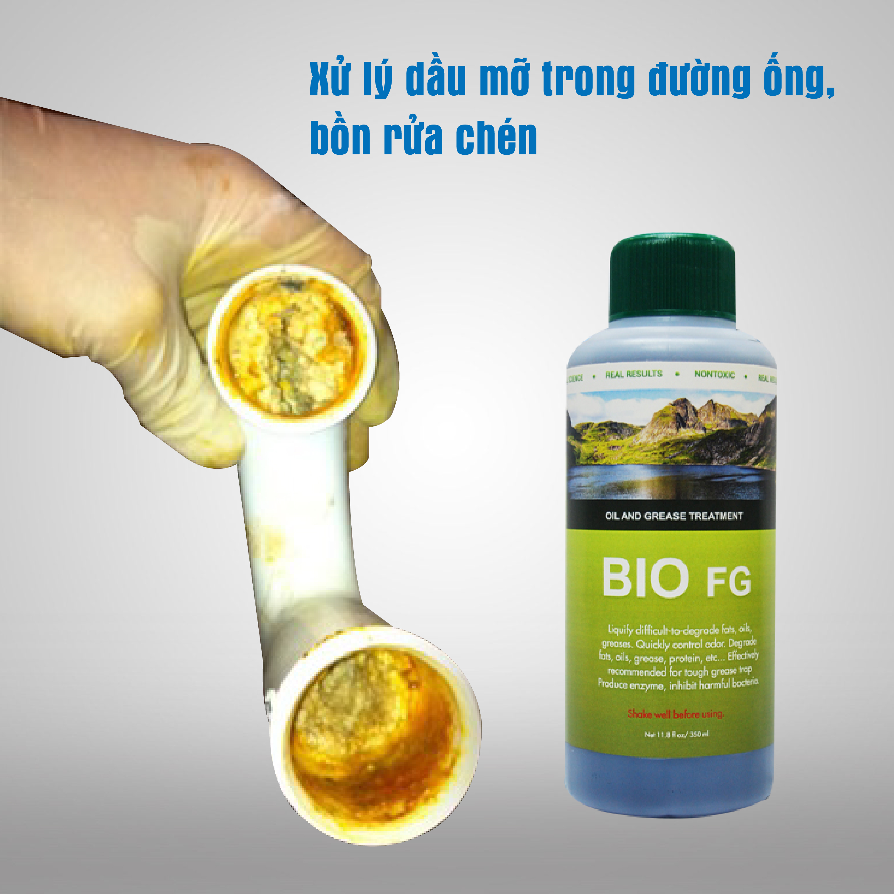 Vi Sinh Xử Lý Dầu Mỡ, Bẫy Dầu Mỡ - BIO FG - Chai 350 ml