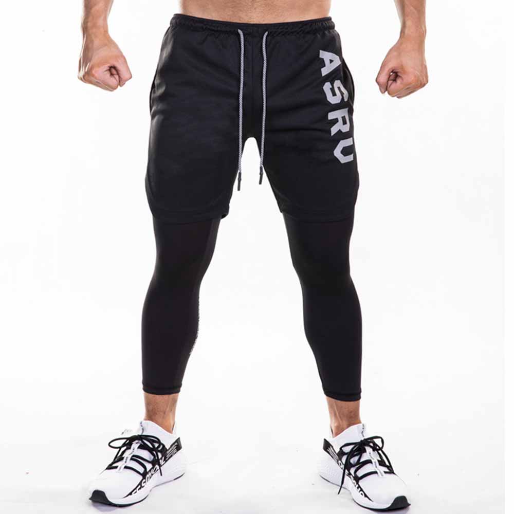 Quần đùi gym 2 lớp có lót quần legging dài bên trong, set quần giữ nhiệt nam, Quần legging nam liền quần đùi tập gym nam - Thích hợp tập gym, đá bóng, chạy bộ, bóng rổ hoặc giữ ấm cơ thể (SP126)