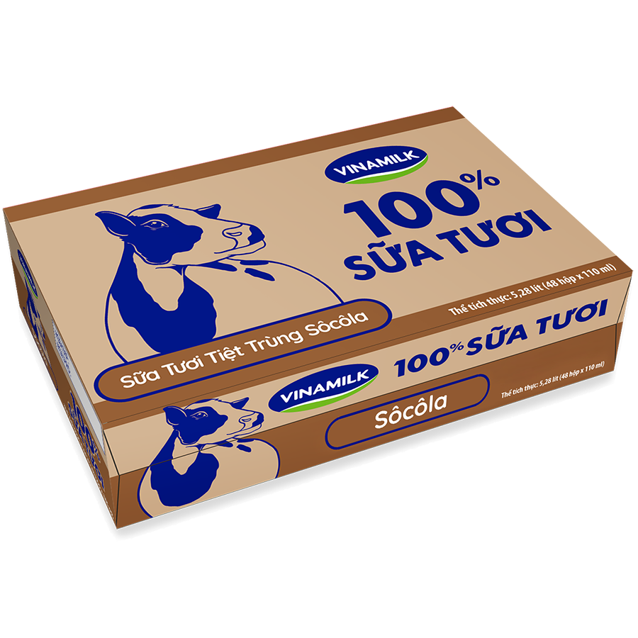 Thùng 48 Hộp Sữa Tươi Tiệt Trùng Vinamilk 100% Sôcôla (110ml / Hộp)