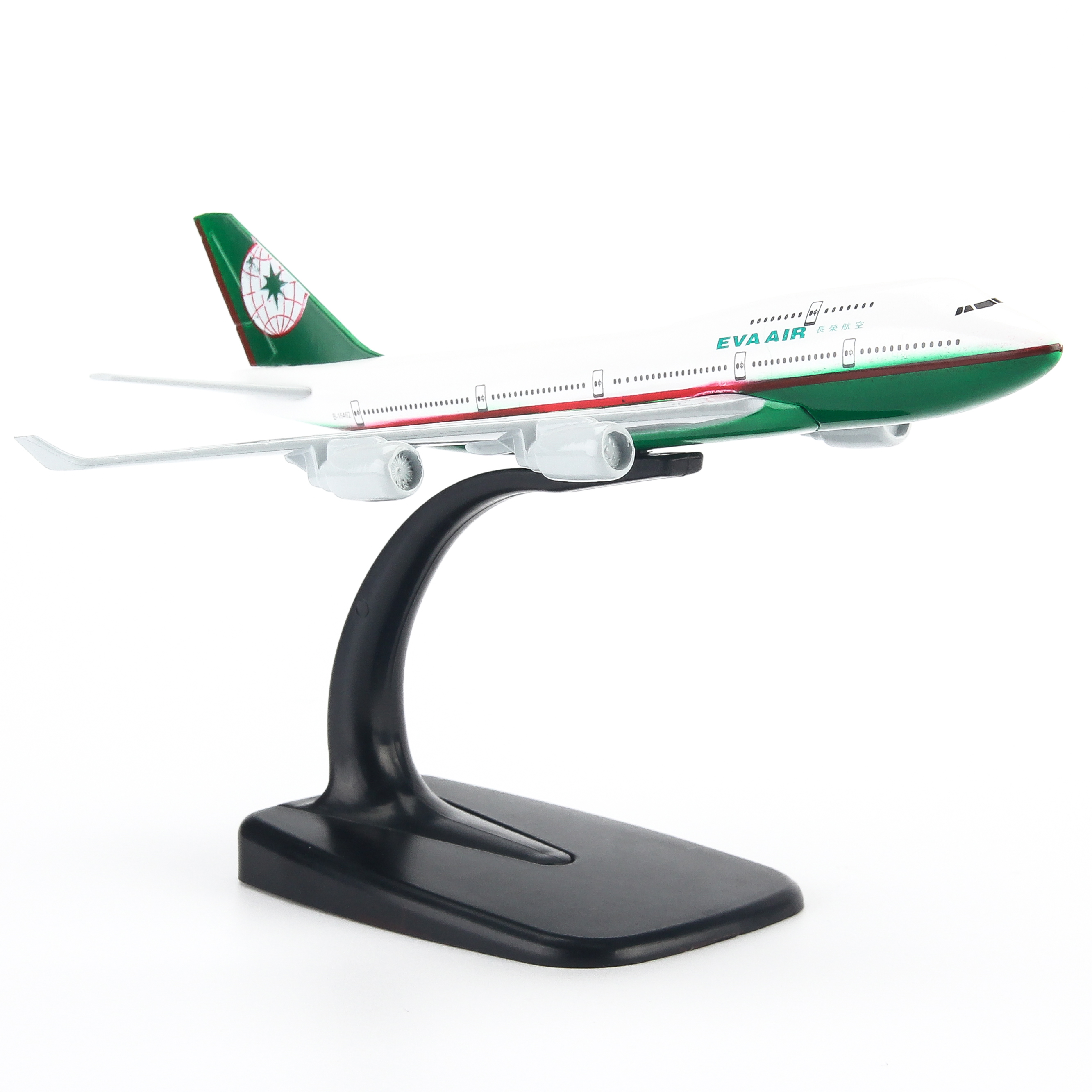 Mô hình máy bay Eva Air (16cm) - Trắng, Xanh lá cây