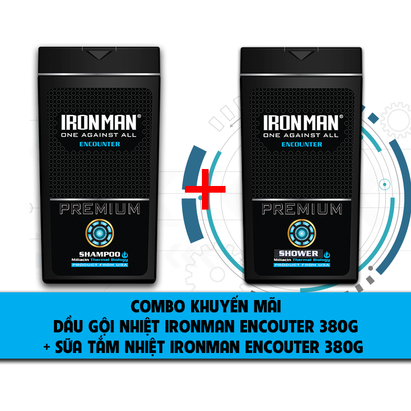 Dầu gội nam hương nước hoa  Ironman Encouter 380g + Sữa tắm trắng da,thơm lâu dành cho da nhờn mụn Ironman Encouter 380g