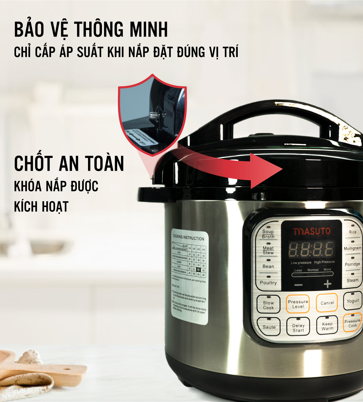 Nồi Áp Suất Điện Đa Năng Masuto Công Nghệ Nhật Bản - Hàng chính hãng