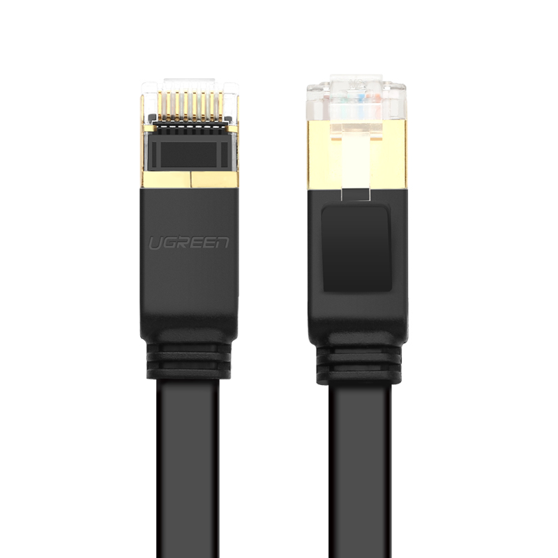 Cáp mạng LAN CAT 7 STP dây dẹp 2M màu Đen Cat 7 Ugreen LAN11261NW106 Hàng chính hãng
