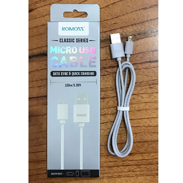 Cáp Sạc Micro USB Romoss (tròn - 1m) - Hàng Chính Hãng