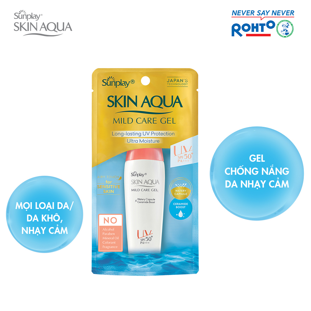 Kem chống nắng Skin Aqua cho da nhạy cảm dạng gel dùng hàng ngày Sunplay Skin Aqua Mild Care Gel SPF50+ PA+++ 25g