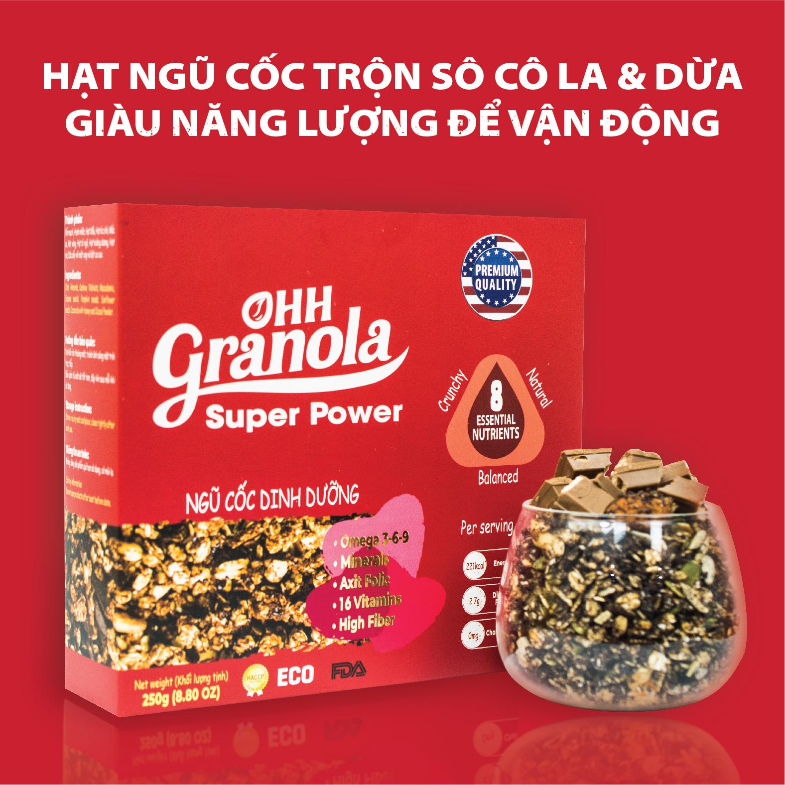 Ăn Liền Không Nấu OHH Granola - Ngũ Cốc Tập Gym  Hoa Quả Sấy Khô + Ngũ Cốc Tăng Cơ Yến mạch, mắc ca, hạt óc chó,danh chế độ Eat Clean Combo 02 x Hộp 250g, Tiêu chuẩn chất lượng FDA Hoa Kỳ