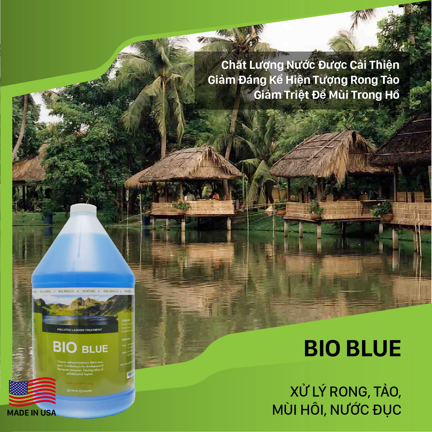 Bio Blue Vi sinh xử lý ao hồ bị ô nhiễm