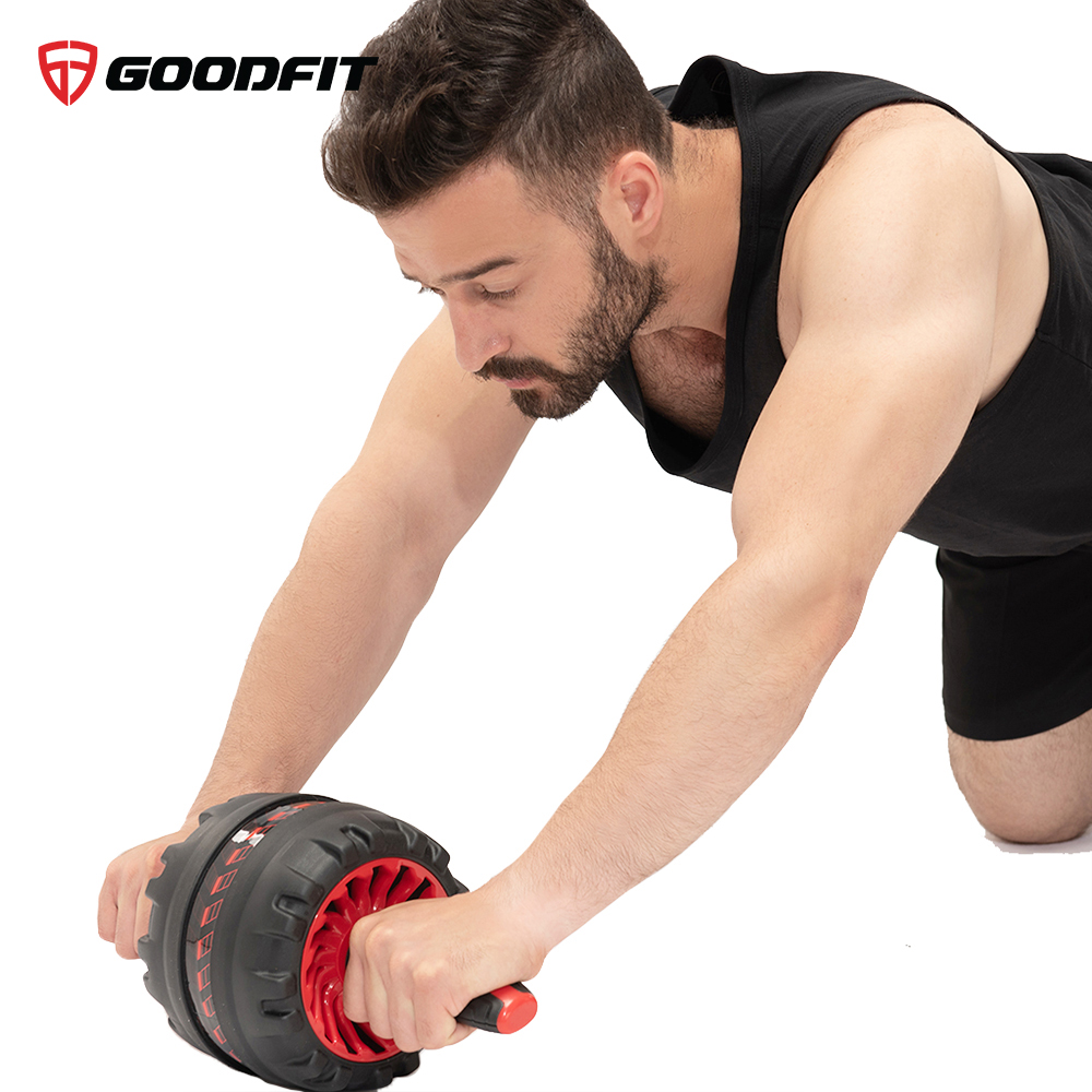 Con lăn tập bụng, con lăn tập cơ bụng trợ lực lò xo GoodFit chịu tải 200kg, hỗ trợ tập gym, tập thể dục tại nhà Goodfit GF600AB