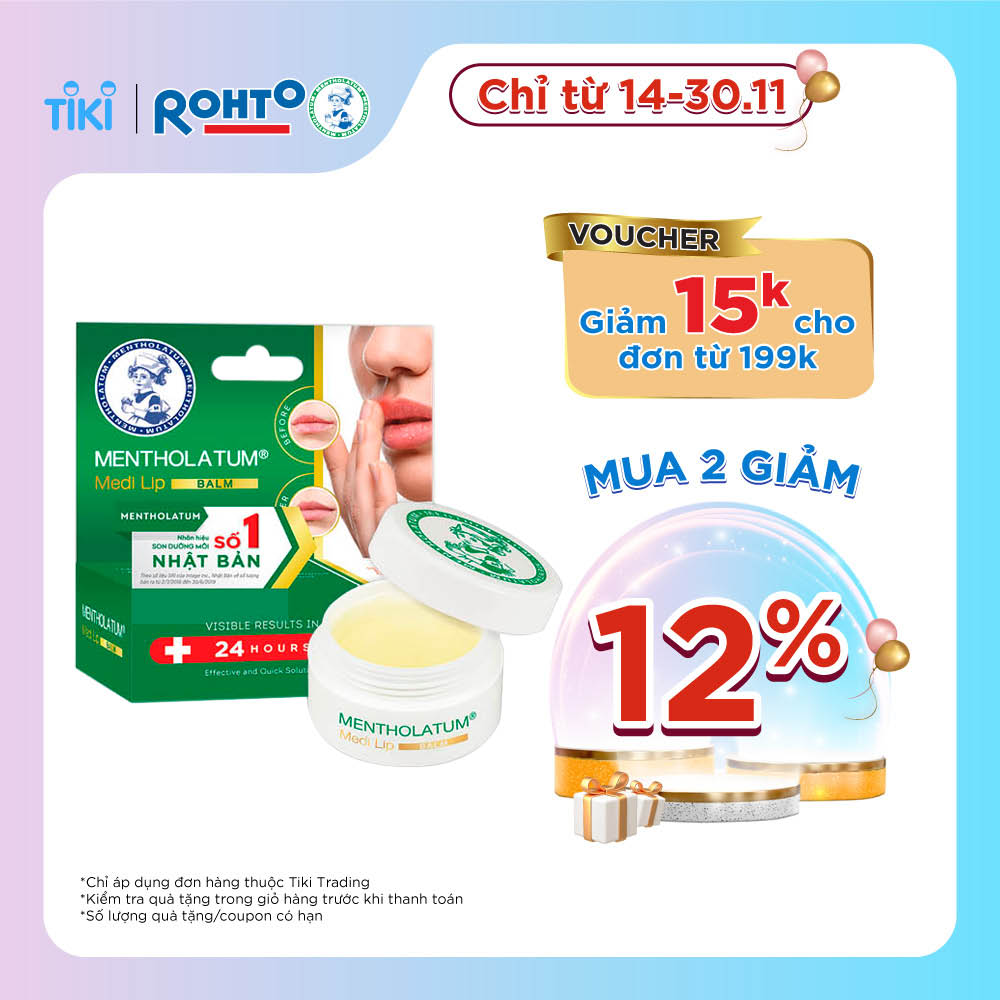 Son dưỡng môi dạng sáp chuyên biệt dành cho môi khô, nứt nẻ Mentholatum Medi Lip Balm 7g