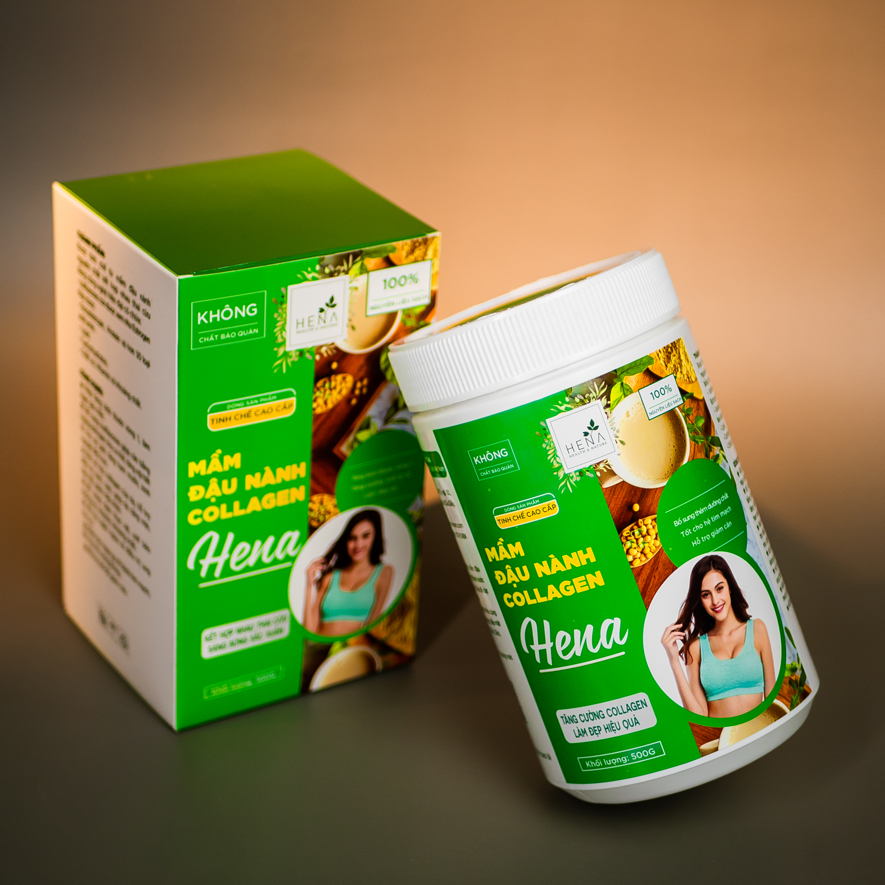 Mầm Đậu Nành Collagen Hena 500g - Bột Mầm Đậu Nành Tinh Chế Nguyên Xơ Cao Cấp với 100% Nguyên Liệu Hữu Cơ - Tăng Vòng 1 Siêu Tốc - Đã Kiểm Nghiệm và Công Bố Chất Lượng - Sản Phẩm Chính Hãng