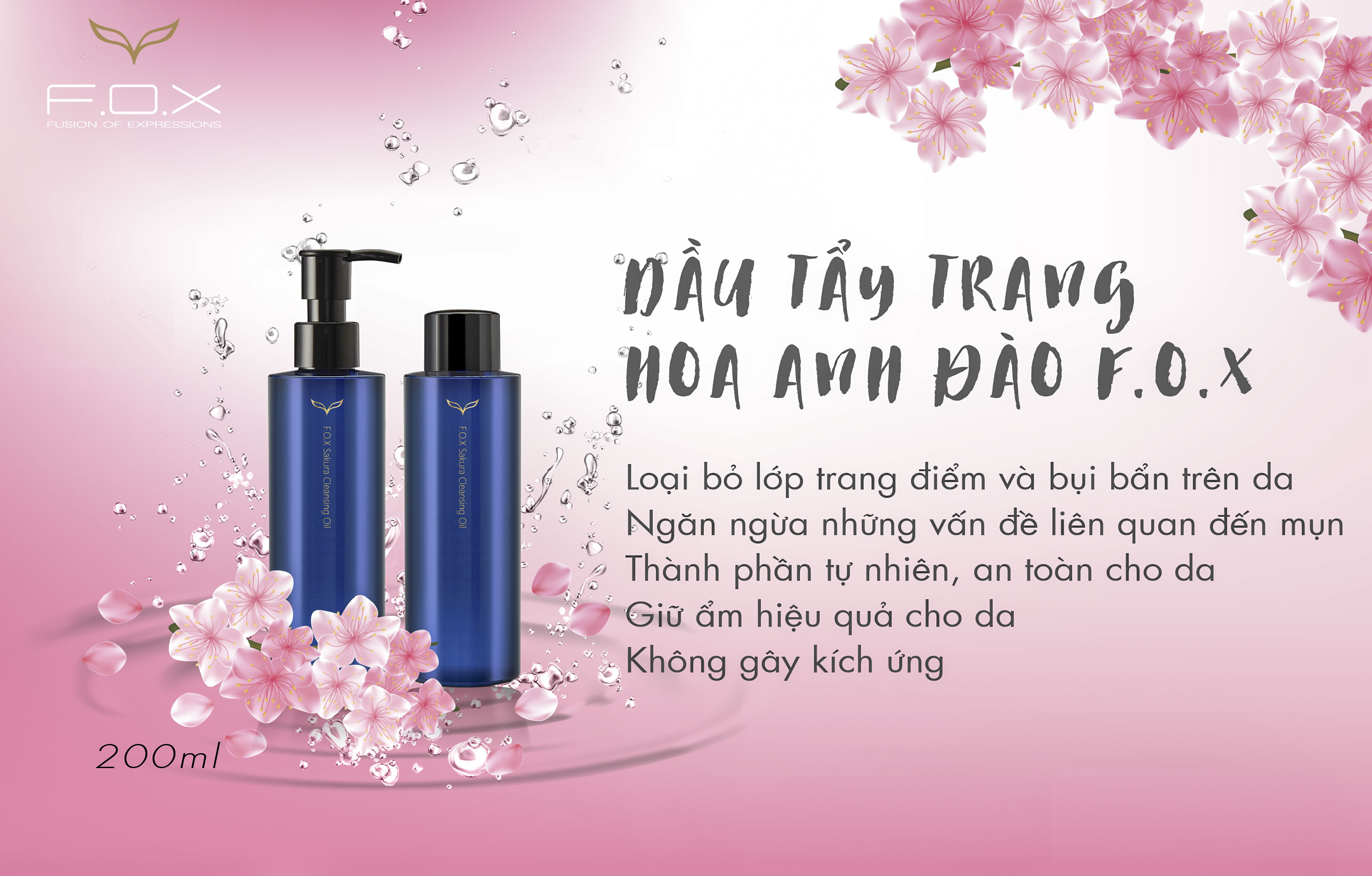 Dầu Tẩy Trang Hoa Anh Đào F.O.X Sakura Cleansing Oil 200ml