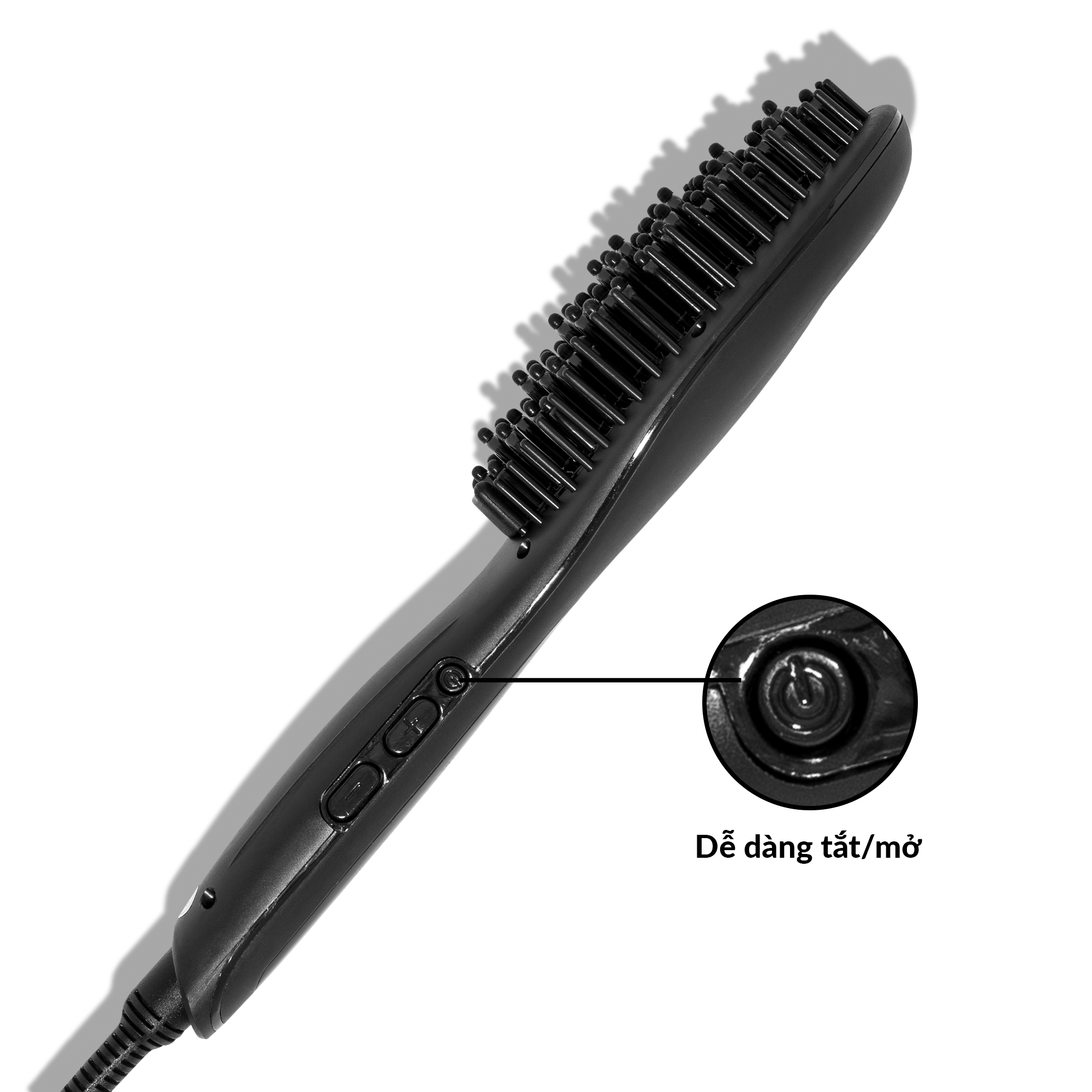 Lược Điện Tạo Kiểu Tóc PYT Thermal Styling Brush - Màu Đen - Có Thể Duỗi Và Làm Phồng Chân Tóc Với Công Nghệ Ion Âm Và Nhiệt Hồng Ngoại Xa