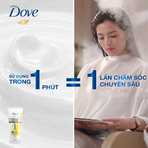 Kem Xả Dove Phục Hồi Hư Tổn 1 Phút Siêu Dưỡng Có Tinh Chất Serum Dưỡng Tóc Cao Cấp, Phục Hồi Tóc Mềm Mượt 180ml