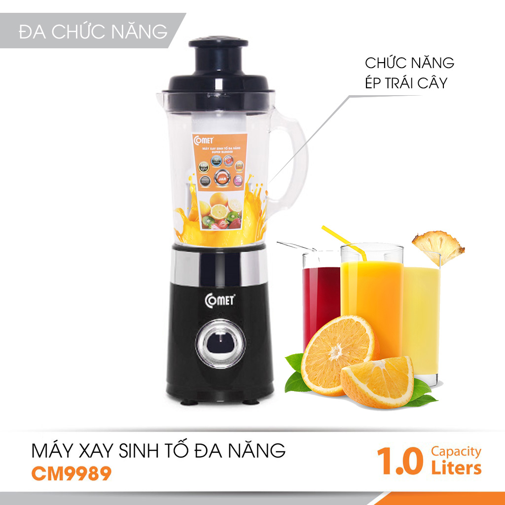 Máy Xay Đa Năng Cối Nhựa Kháng Vỡ Comet CM9989 (220V) (Giao màu ngẫu nhiên) - Hàng Chính Hãng