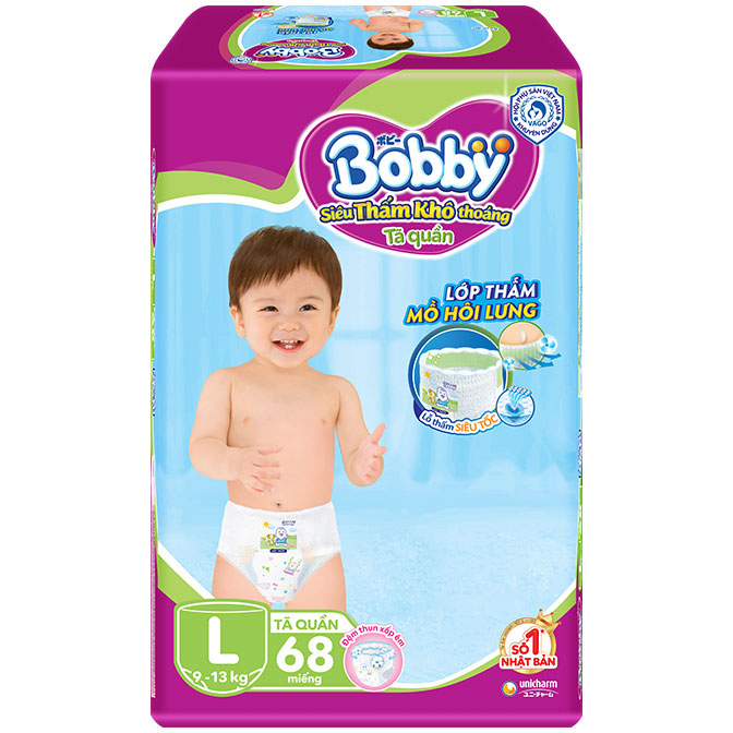 Tã Quần Bobby Ultra Jumbo Siêu Siêu Lớn L68 (Size L) - 68 Miếng