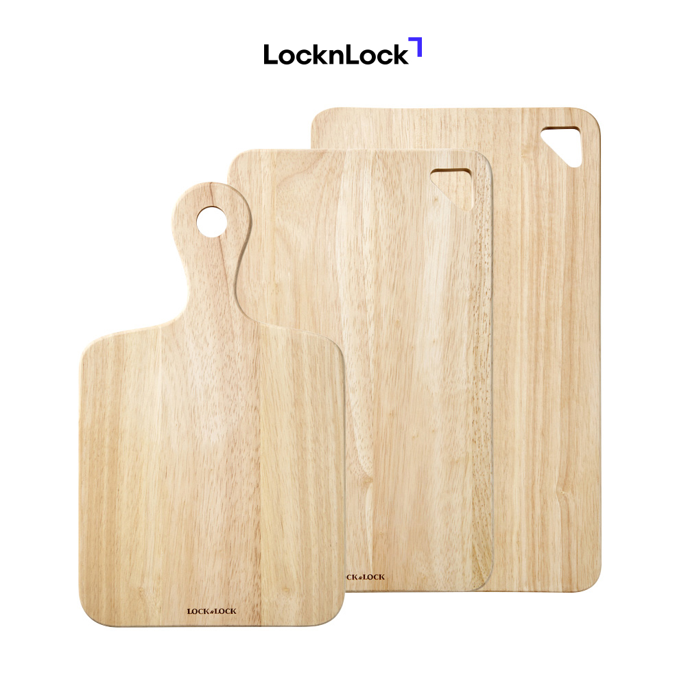 Bộ 3 Thớt Gỗ Cây Cao Su Lock&amp;Lock LWC001S3