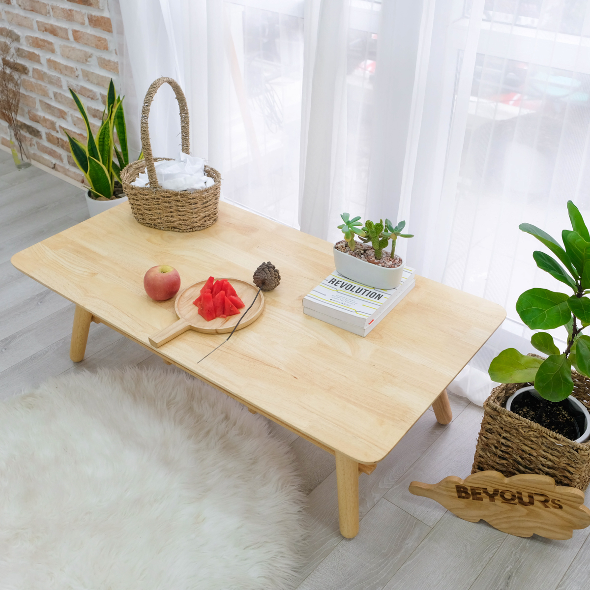 Bàn Trà Sofa Bằng Gỗ Chân Gập A Table Nội Thất Kiểu Hàn BEYOURs