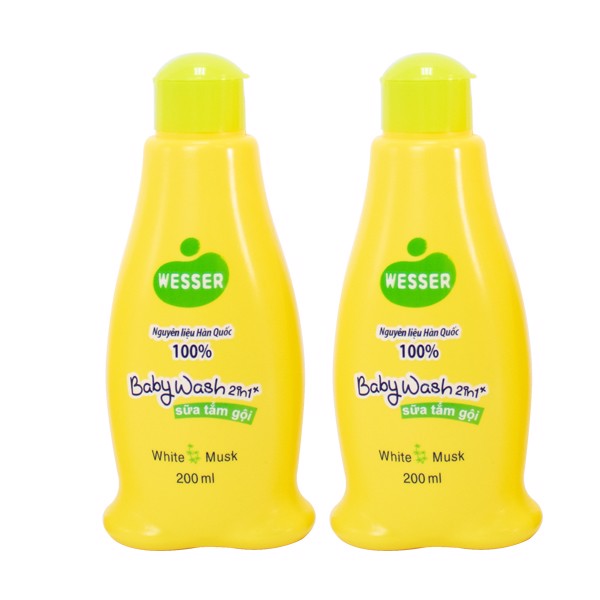 Bộ 2 Chai Sữa Tắm Gội Wesser 2in1 Hương Cỏ Xạ Hương (200ml x 2) - Xanh Lá