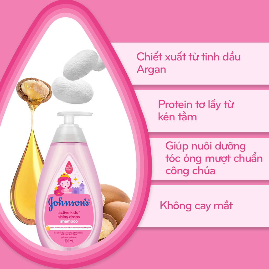 Dầu gội Johnson's Baby óng mượt cho bé gái (500ml)