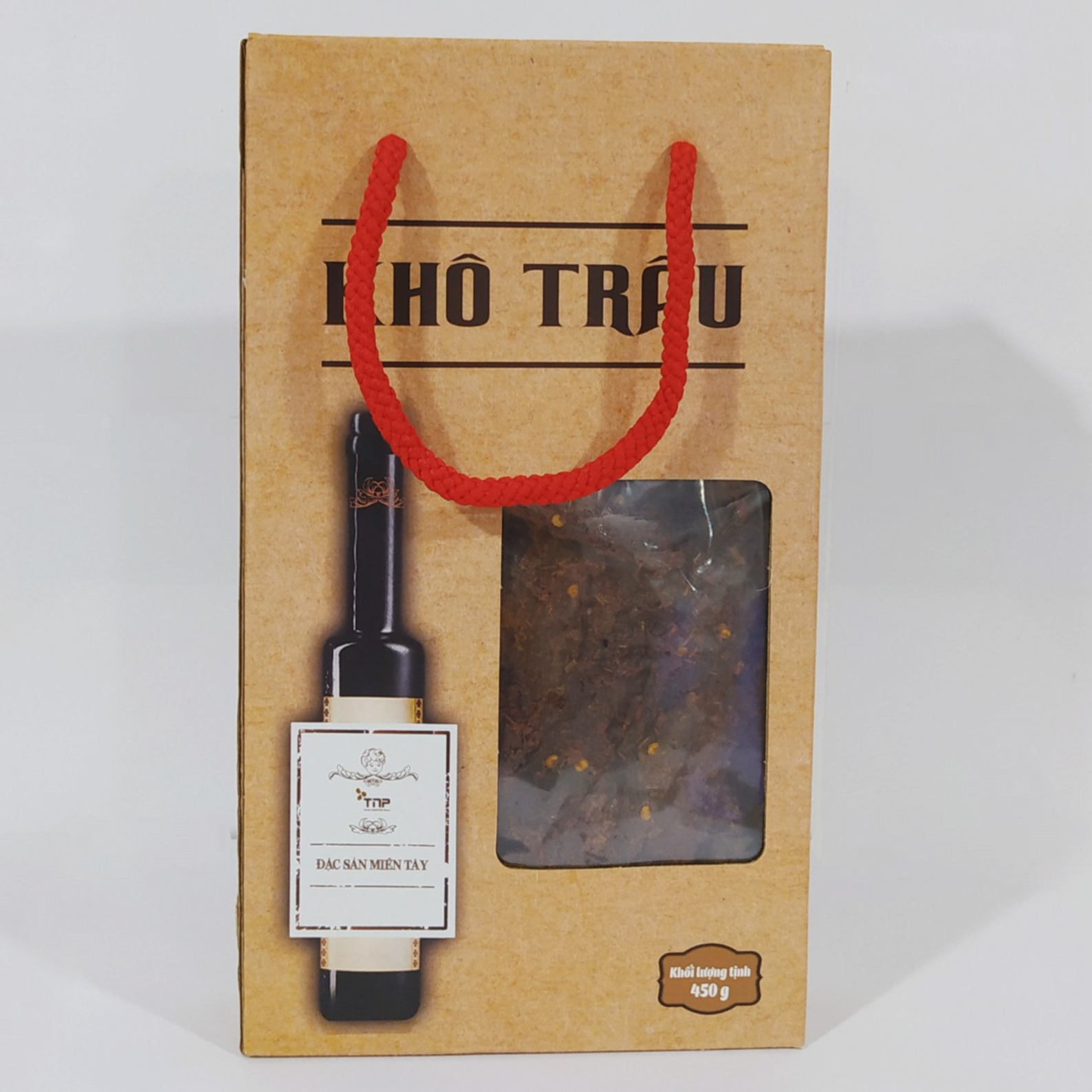 Combo 1 gói chà bông gà TNP 150g và 1 hộp khô trâu mềm TNP 450g