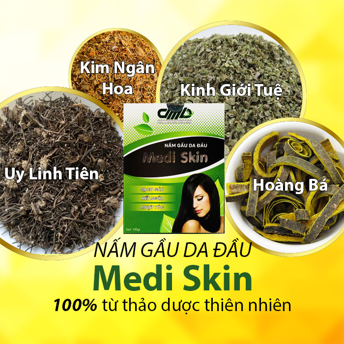 Hỗ trợ trị nấm da đầu Medi Skin Gội Thảo Dược Ngăn Ngừa Nấm Da Đầu Sạch Gàu Hiệu Quả 100gr