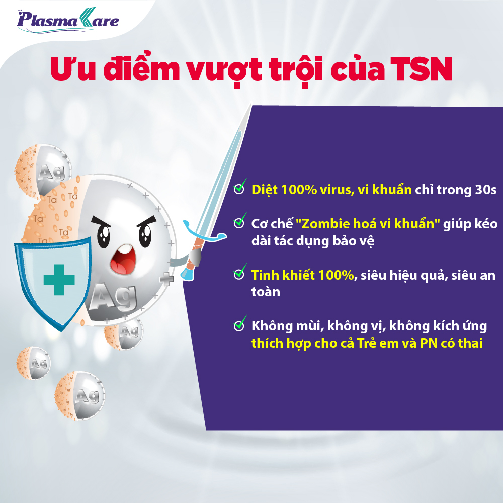 Nước súc họng miệng nano bạc PlasmaKare giảm rát họng, dịu cơn ho, phòng tái phát VlÊM họng chai 250ml