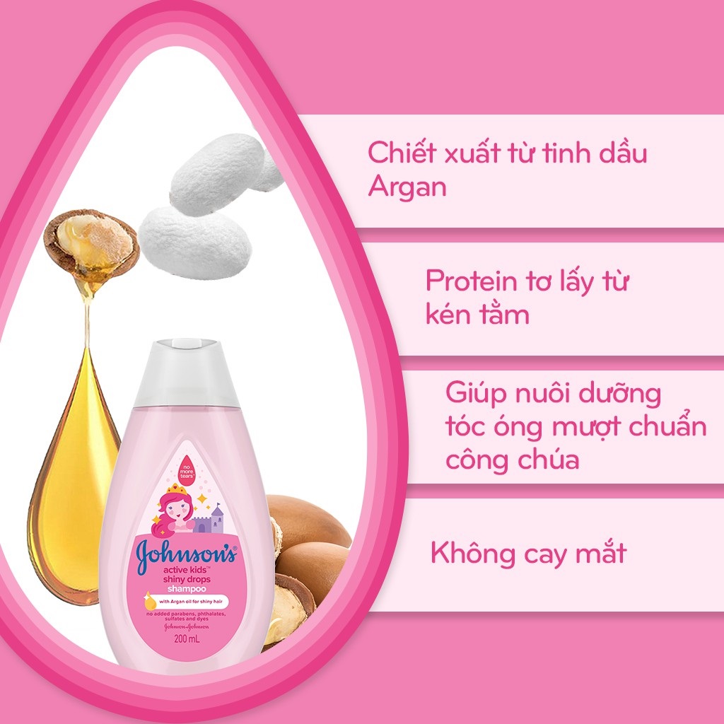Dầu gội óng mượt Johnson's cho bé gái 200ml
