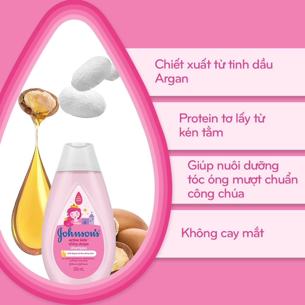 Dầu gội Johnson's Baby óng mượt cho bé gái (200ml)