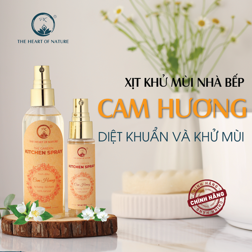 Xịt kháng khuẩn và khử mùi bếp tinh dầu Cam Hương PK - Khử mùi hiệu quả, lau chùi, thanh lọc không khí