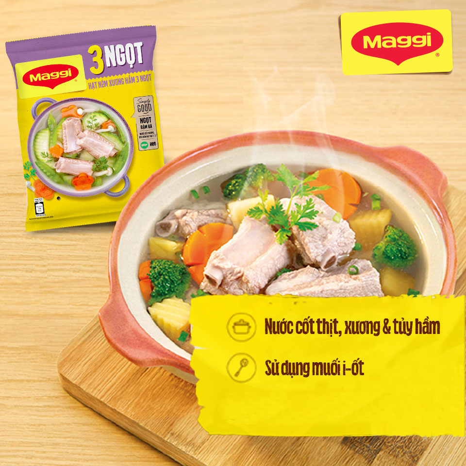 Hạt nêm MAGGI Xương Hầm 3 ngọt Heo gói 900g