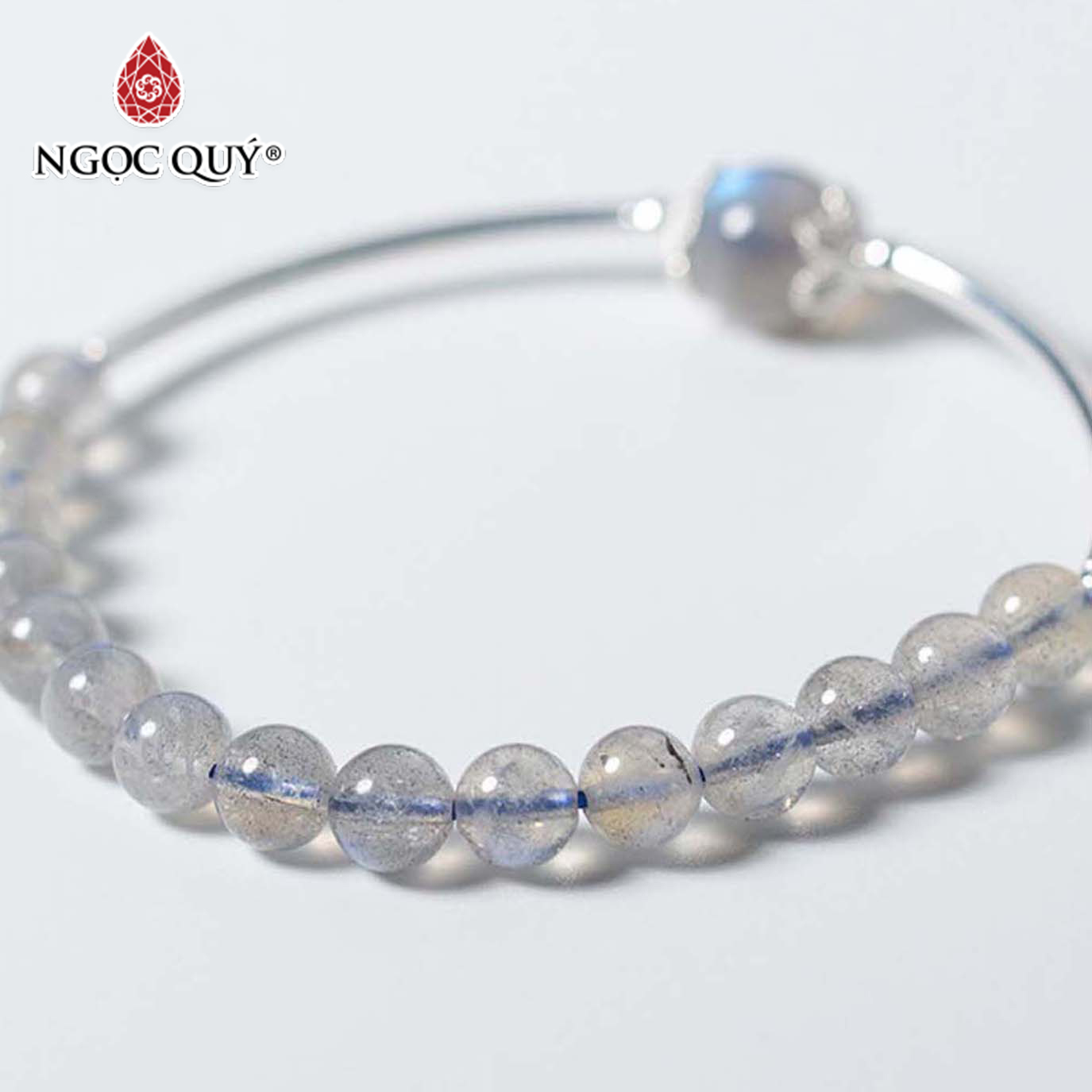 Vòng tay đá xà cừ phối charm bạc mệnh thủy, kim- Ngọc Quý Gemstones