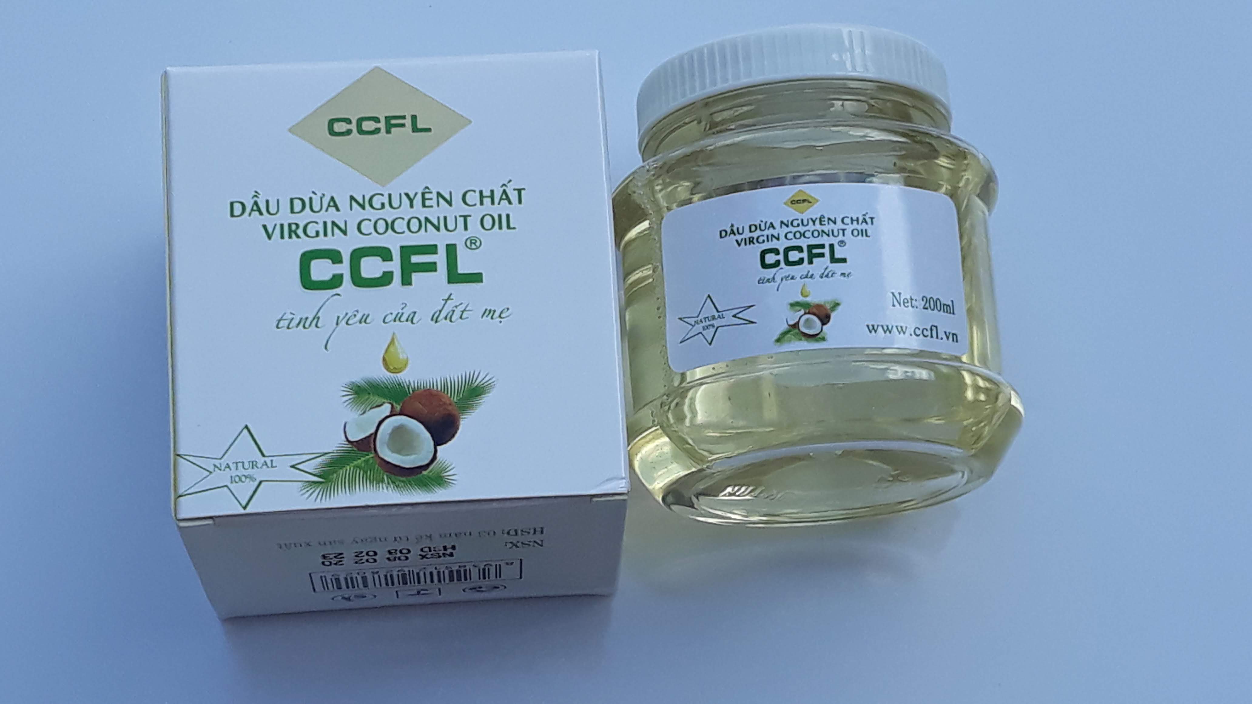 Dầu dừa ccfl , hủ 200 ml , sản phẩm không chứa chất bảo quản, 100% tinh dầu dừa truyền thống.