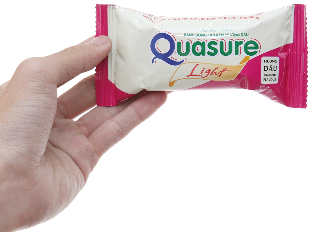 Bánh Bông Lan Bibica Quasure Light Hương Dâu Hộp 126 gram ,Sản Phẩm Dinh Dưỡng Dành Cho Người Tiểu Đường