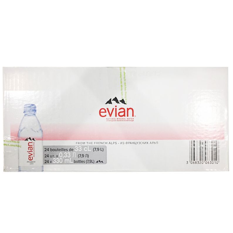 Thùng nước khoáng Evian - 330ml, 24 chai