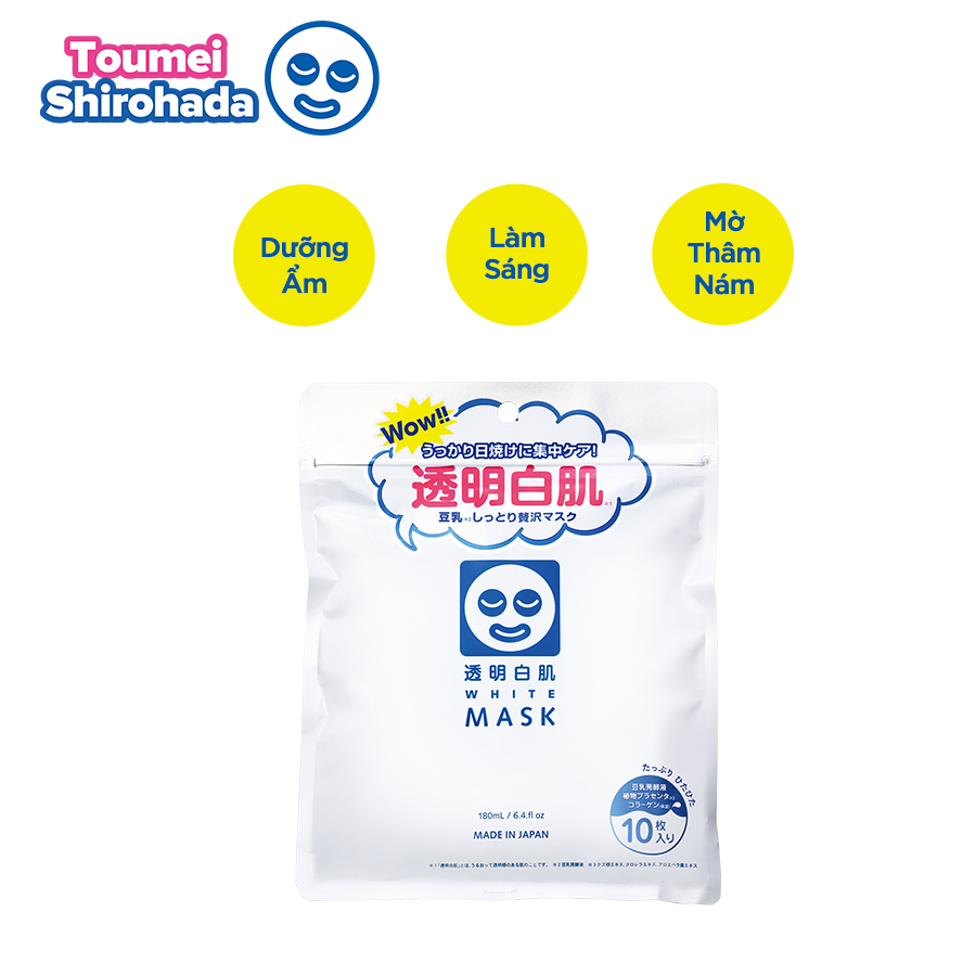 Mặt Nạ Dưỡng Trắng Transparent White Mask N (180 mL/10 miếng)