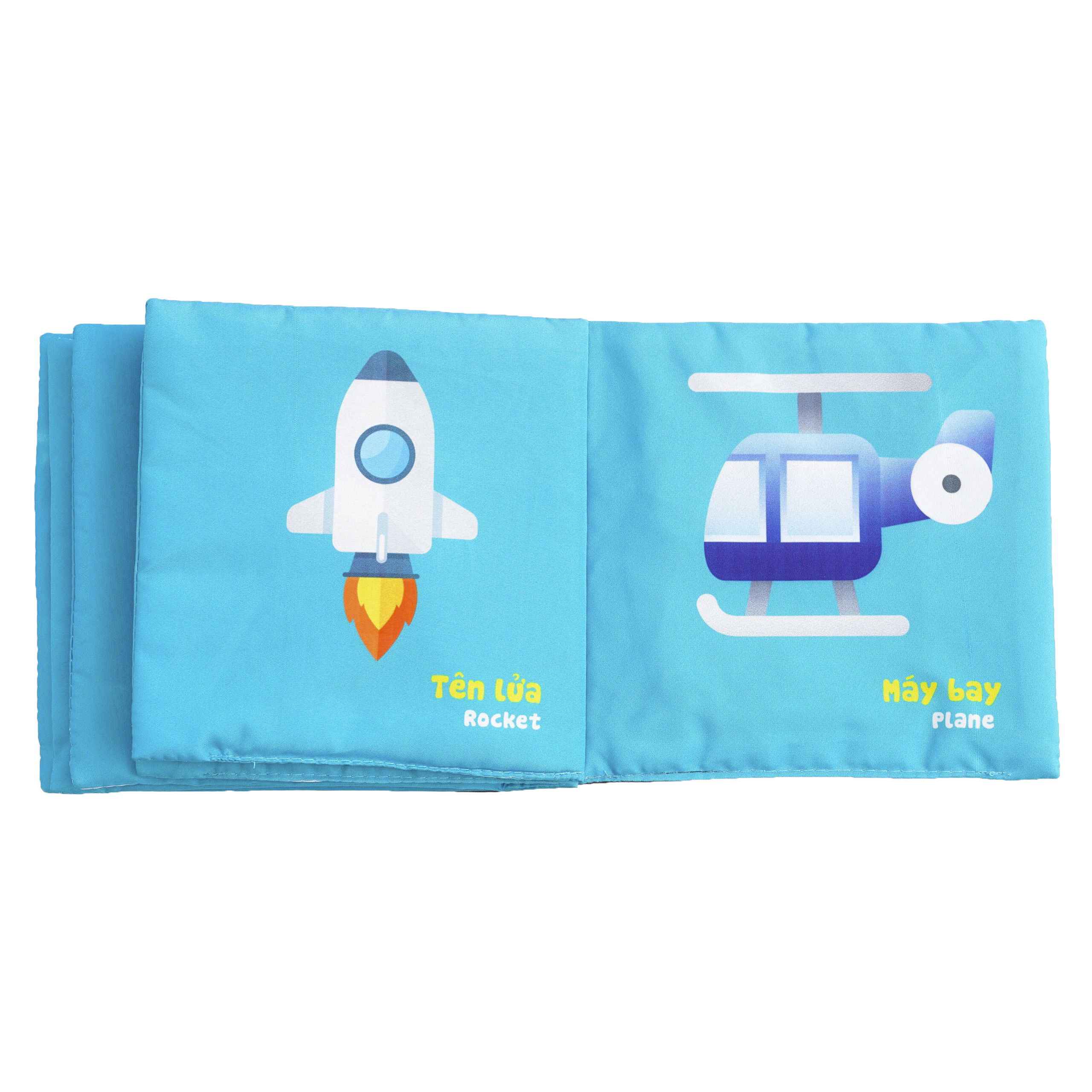 Combo 2 cuốn sách vải song ngữ Lalala baby chủ đề Động vật và Phương tiện giao thông
