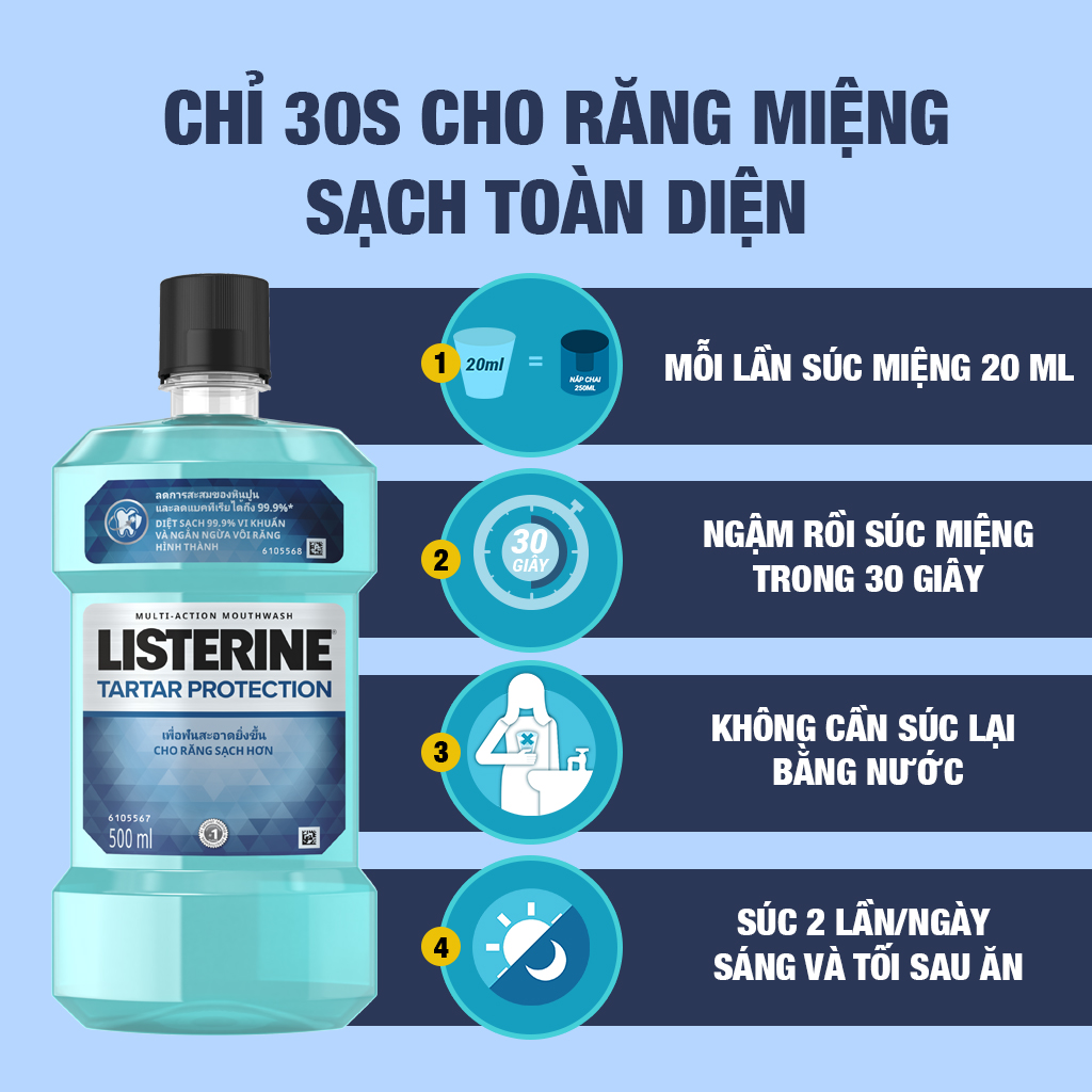 Nước Súc Miệng Ngăn Ngừa Vôi Răng Listerine Tartar Protection (500ml) - 8850007811671