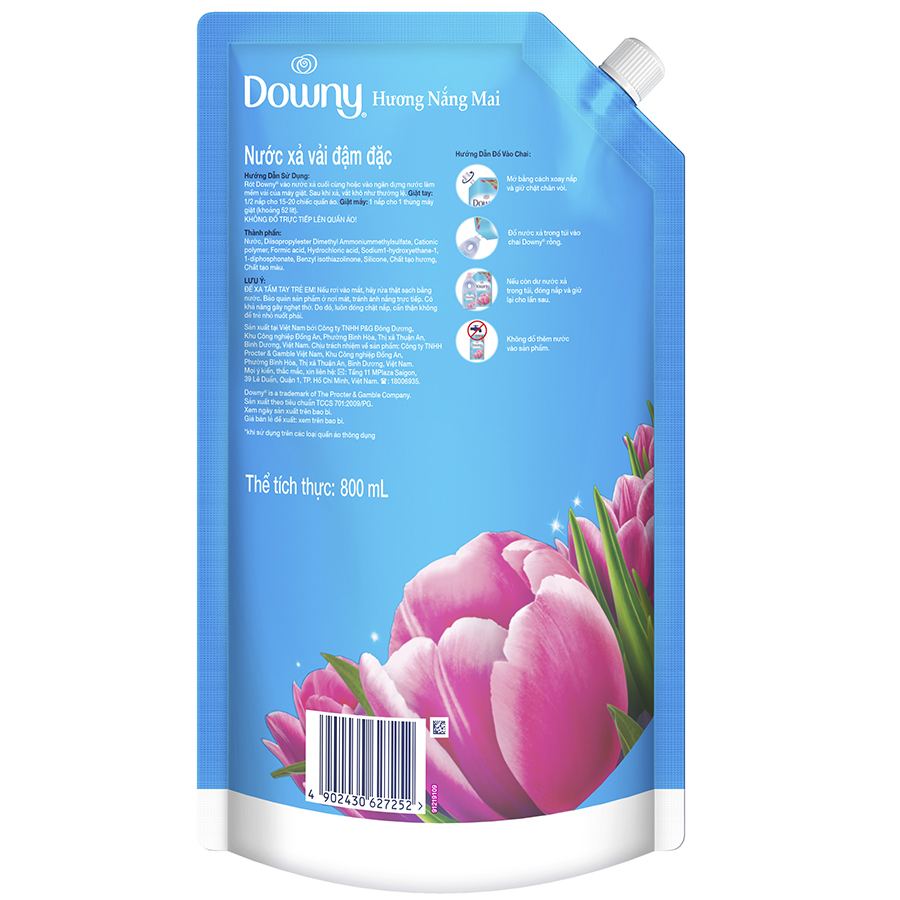 Nước Xả Vải Downy Hương Nắng Mai Túi 800ml